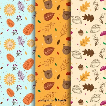 Collection of hand drawn autumn patterns Free Vector