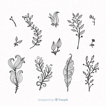 Collection of hand drawn floral ornaments Free Vector