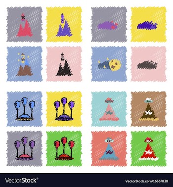 Collection of icons and aliens and planets in vector image