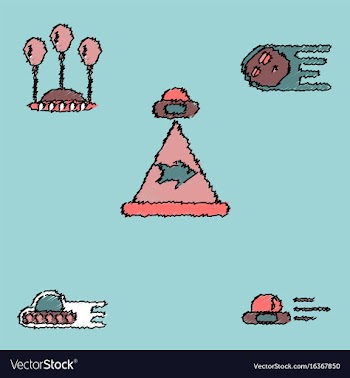 Collection of icons and aliens and planets in vector image