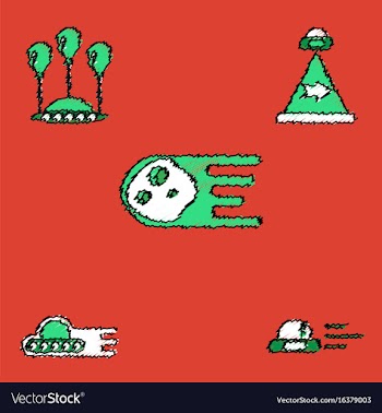 Collection of icons and aliens and planets in vector image