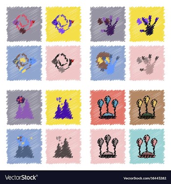 Collection of icons and aliens and planets in vector image