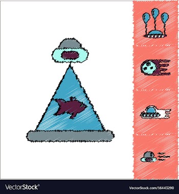 Collection of icons and aliens and planets in vector image