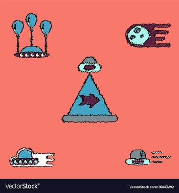 Collection of icons and aliens and planets in vector image
