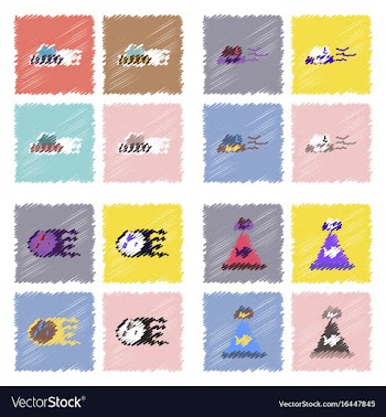 Collection of icons and aliens and planets in vector image