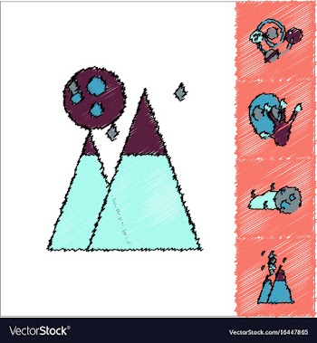 Collection of icons and aliens and planets in vector image