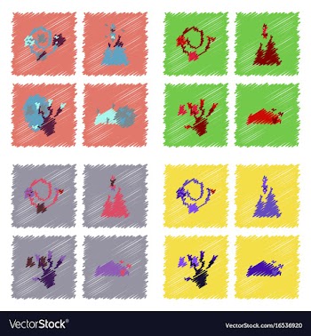 Collection of icons and aliens and planets in vector image