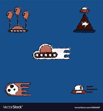 Collection of icons and aliens and planets in vector image