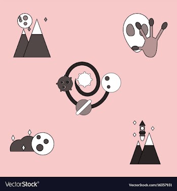 Collection of icons and aliens and planets vector image