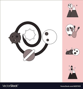 Collection of icons and aliens and planets vector image