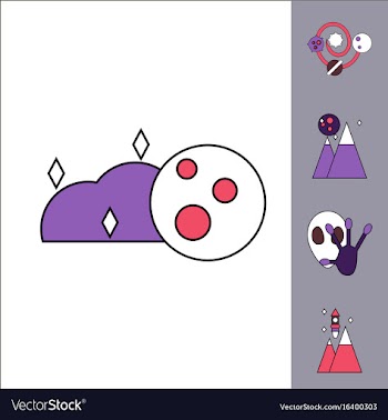 Collection of icons and aliens and planets vector image