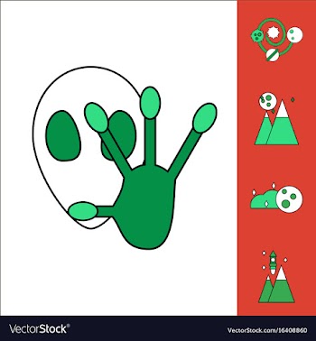 Collection of icons and aliens and planets vector image