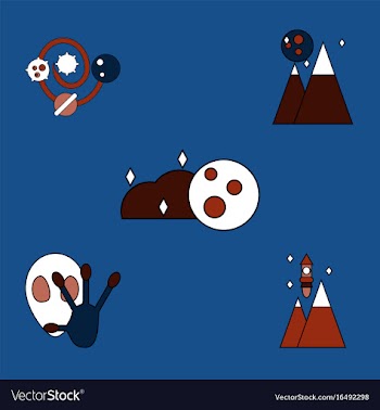 Collection of icons and aliens and planets vector image