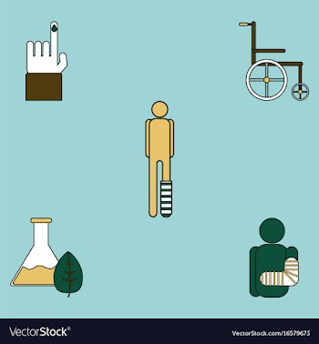 Collection of icons and bodily injuries vector image