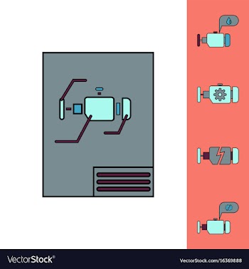 Collection of icons and car engine concept vector image