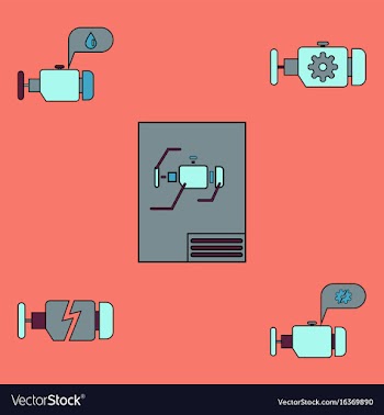 Collection of icons and car engine concept vector image