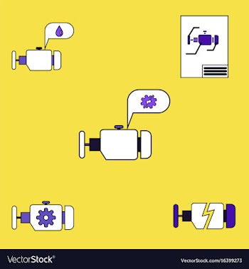 Collection of icons and car engine concept vector image