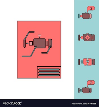 Collection of icons and car engine concept vector image