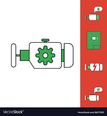Collection of icons and car engine concept vector image