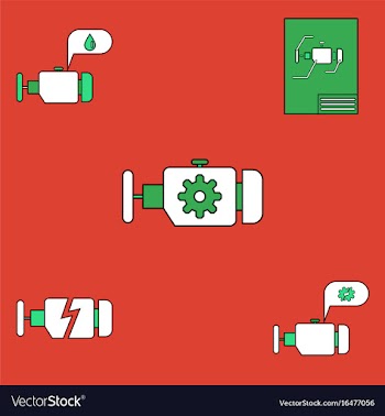 Collection of icons and car engine concept vector image