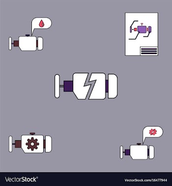 Collection of icons and car engine concept vector image