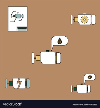 Collection of icons and car engine concept vector image