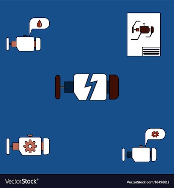 Collection of icons and car engine concept vector image