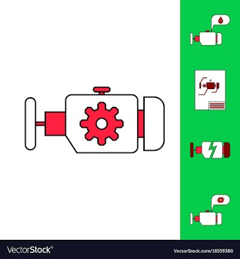 Collection of icons and car engine concept vector image