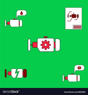 Collection of icons and car engine concept vector image