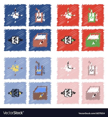 Collection of icons and car parts in hatching vector image