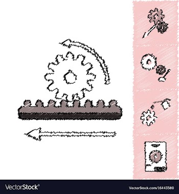 Collection of icons and car parts in hatching vector image