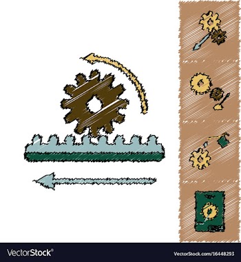 Collection of icons and car parts in hatching vector image