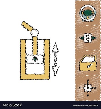 Collection of icons and car parts in hatching vector image
