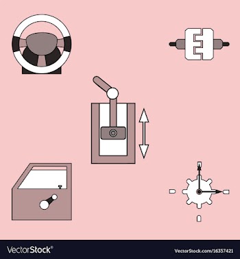 Collection of icons and car parts vector image