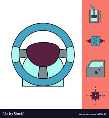 Collection of icons and car parts vector image