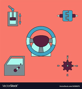 Collection of icons and car parts vector image