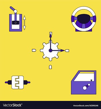 Collection of icons and car parts vector image