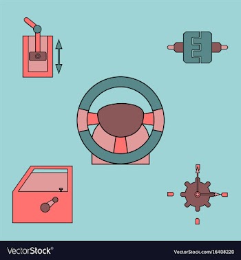 Collection of icons and car parts vector image