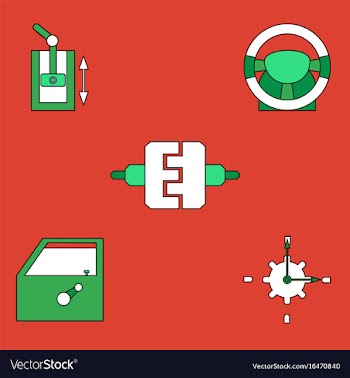 Collection of icons and car parts vector image
