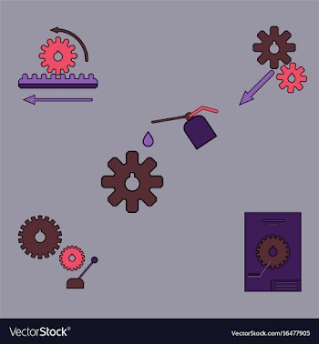 Collection of icons and car parts vector image
