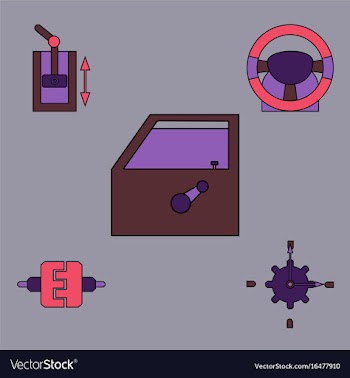 Collection of icons and car parts vector image