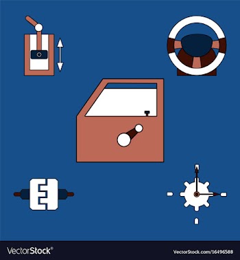Collection of icons and car parts vector image