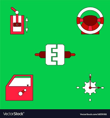 Collection of icons and car parts vector image