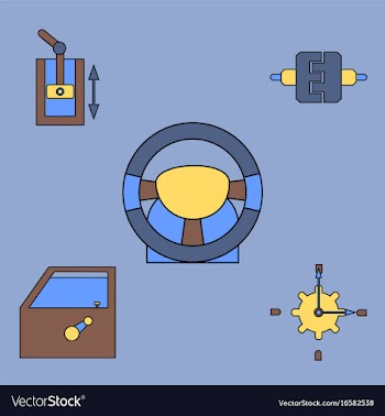 Collection of icons and car parts vector image