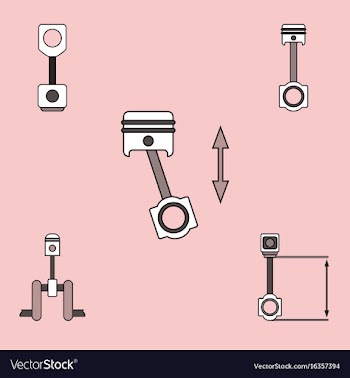 Collection of icons and car piston concept vector image