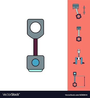 Collection of icons and car piston concept vector image