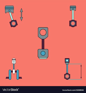 Collection of icons and car piston concept vector image