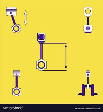 Collection of icons and car piston concept vector image