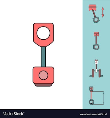 Collection of icons and car piston concept vector image