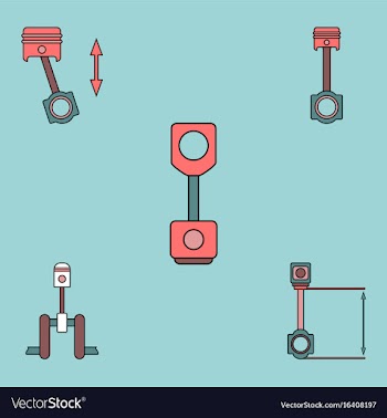 Collection of icons and car piston concept vector image